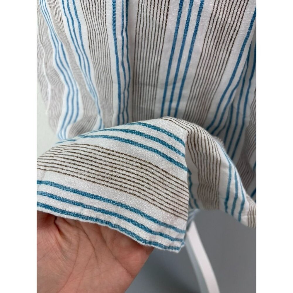J. Jill women's small brown blue striped 100% linen knee length shift dress - Picture 7 of 9